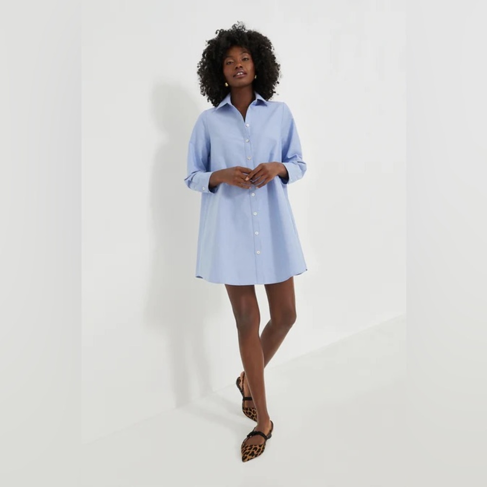 POMANDER PLACE Chambray Harris Shirt Dress
